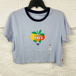 NWT LEVIS orange bundle San Francisco graphic blue half cropped top size large